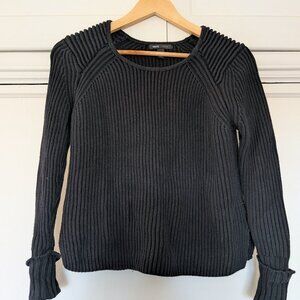 MNG Mango heavy knit cable sweater, black, size XS